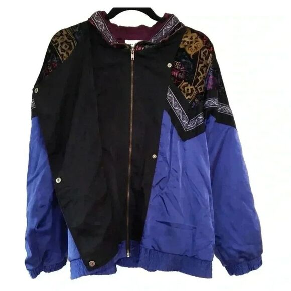 Vintage Westbound Sport Jacket Colorblock Brocade 90s Med Colorful Boho Gypsy - Picture 2 of 9